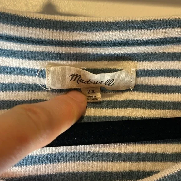 Madewell Ivory and Blue Striped Long Sleeve Shirt - Picture 3 of 8